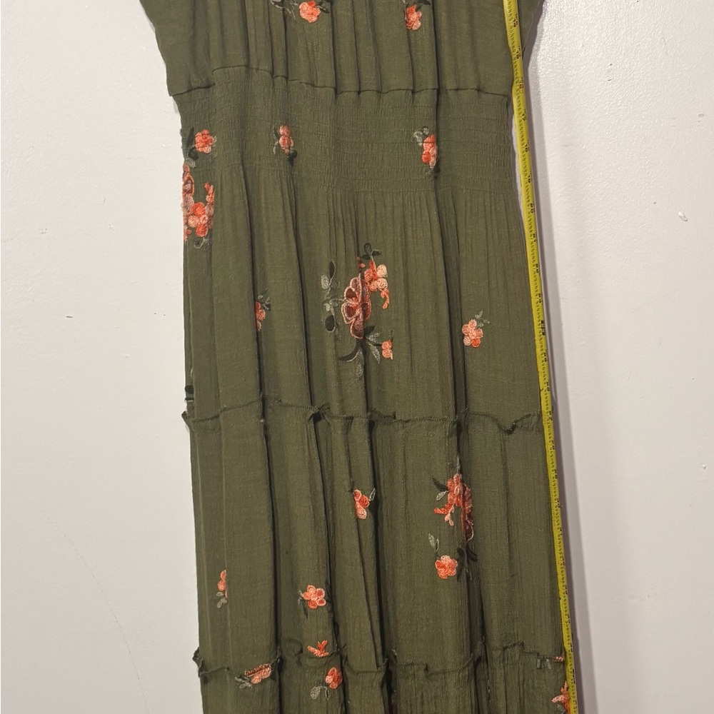 Chic Olive Floral Maxi Dress 2X - Picture 6 of 9